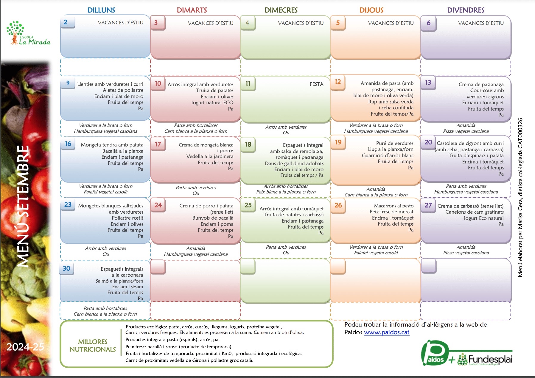 Menú Setembre